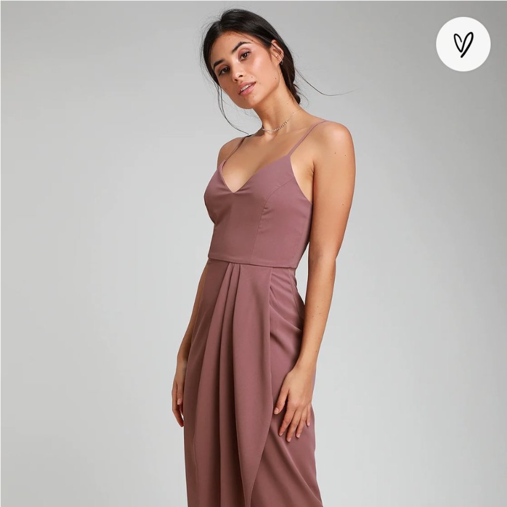 Lulu's Reinette Mauve Purple Midi Bridesmaid Dress